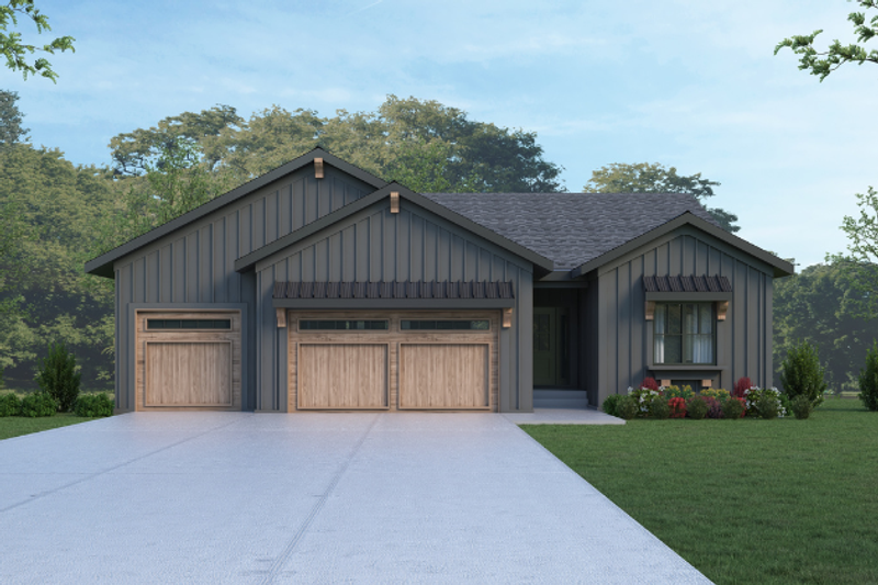 House Blueprint - Ranch Exterior - Front Elevation Plan #70-1564
