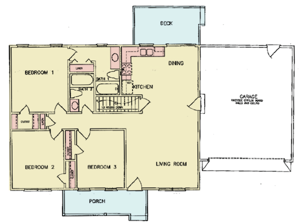 House Blueprint - Ranch Floor Plan - Main Floor Plan #54-602