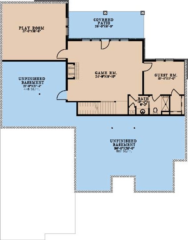 Traditional Floor Plan - Lower Floor Plan #923-343
