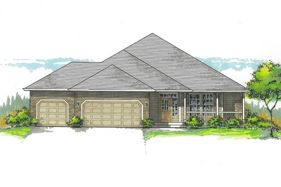 Exterior - Front Elevation for Craftsman House Plan #53-558 - 3 bed, 2.5 bath