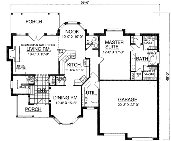 Traditional Floor Plan - Main Floor Plan #40-341
