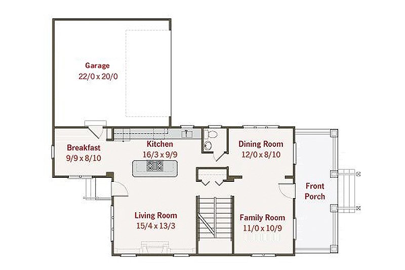Home Plan - Craftsman style house plan, main level floor plan