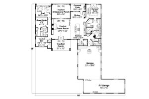 Floor Plan - Main Floor for Craftsman House Plan #124-1182 - 2 bed, 2.5 bath