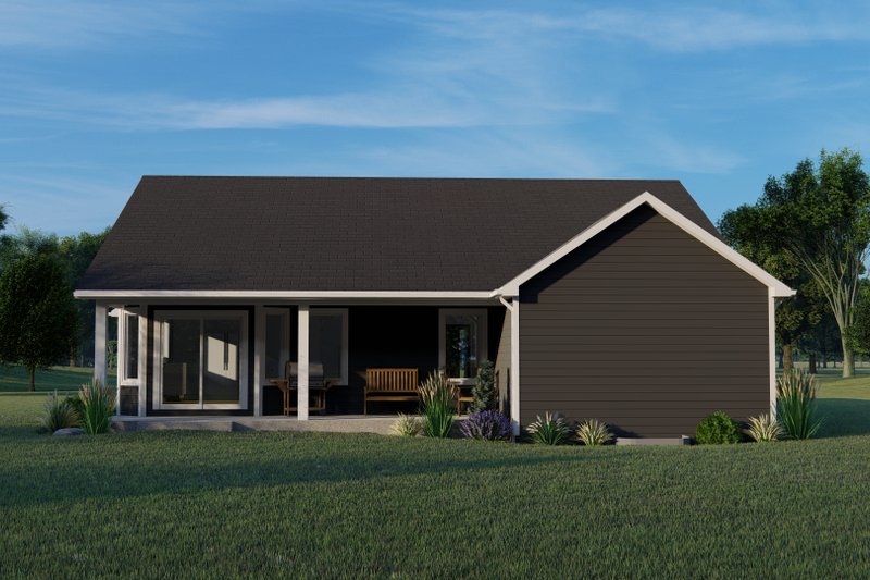 House Plan Design - Exterior - Rear Elevation for Ranch House Plan #1064-176 - 4 bed, 3 bath