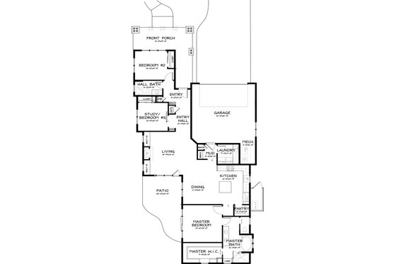 Floor Plan - Main Floor for Craftsman House Plan #895-21 - 3 bed, 2 bath