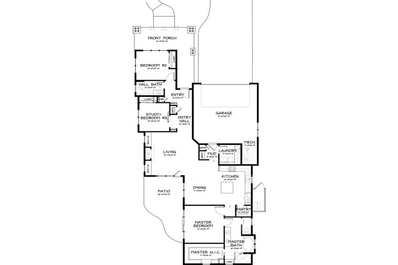 Dream House Plan - Floor Plan - Main Floor for Craftsman House Plan #895-21 - 3 bed, 2 bath
