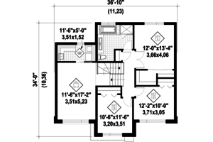 Floor Plan - Upper Floor for Contemporary House Plan #25-4498 - 3 bed, 1 bath