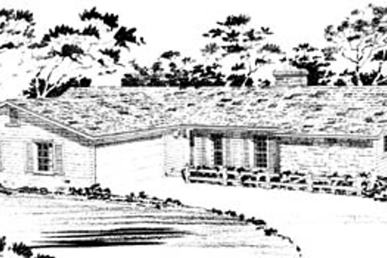Exterior - Front Elevation for Ranch House Plan #10-128 - 3 bed, 2 bath