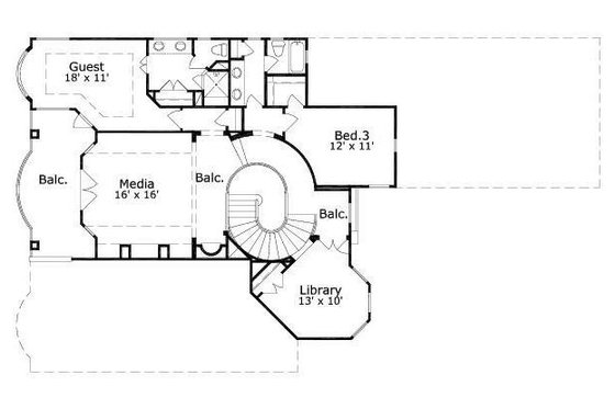 Floor Plan - Upper Floor for European House Plan #411-885 - 4 bed, 3.5 bath