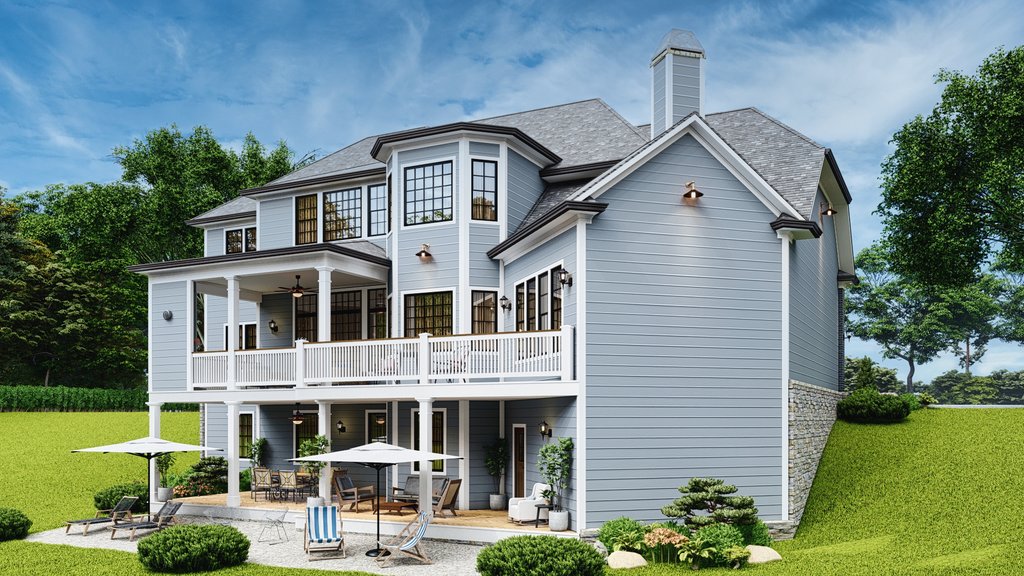 Exterior - Rear Elevation 1 for Craftsman House Plan #54-721 - 5 bed, 4 bath
