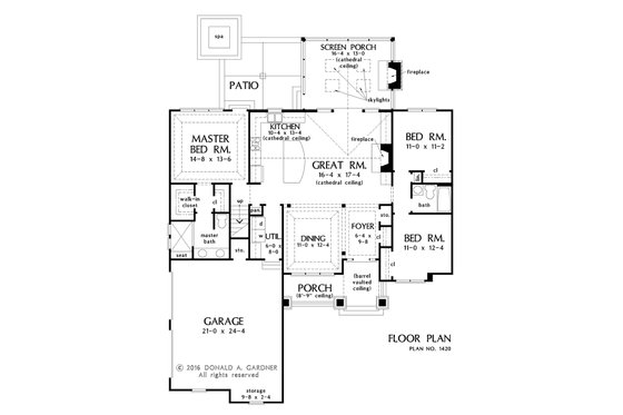 Floor Plan - Main Floor for Craftsman House Plan #929-1027 - 3 bed, 2 bath