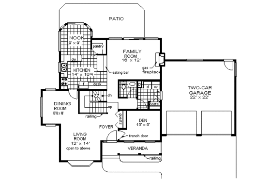 Floor Plan - Main Floor for Traditional House Plan #18-276 - 4 bed, 3 bath