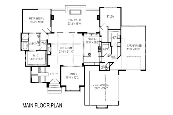 Floor Plan - Main Floor for Contemporary House Plan #920-72 - 6 bed, 5.5 bath