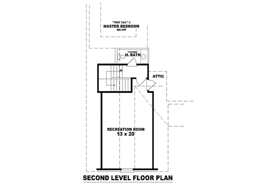 Floor Plan - Upper Floor for European House Plan #81-1061 - 3 bed, 2 bath