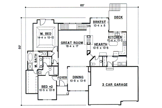 Floor Plan - Main Floor for European House Plan #67-317 - 3 bed, 3 bath