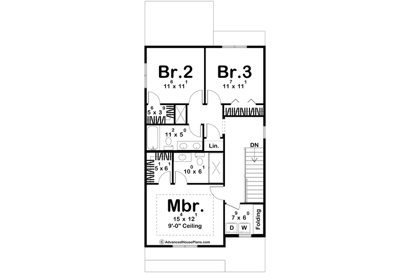 House Design - Floor Plan - Upper Floor for Traditional House Plan #455-365 - 3 bed, 2.5 bath