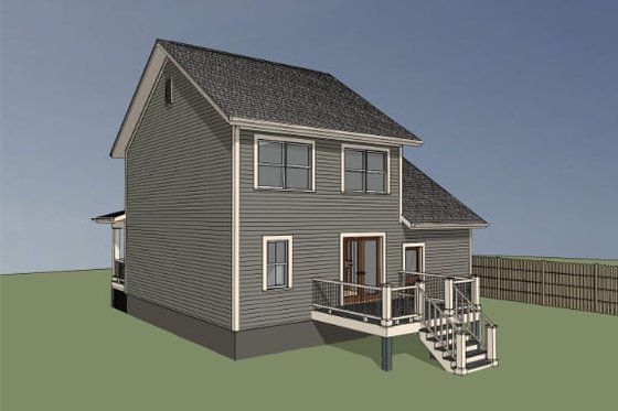 Exterior - Rear Elevation for Farmhouse House Plan #79-124 - 3 bed, 1.5 bath