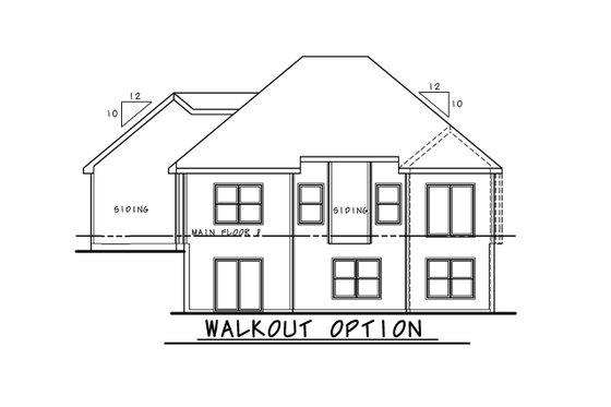 Exterior - Rear Elevation for European House Plan #20-2575 - 4 bed, 3 bath