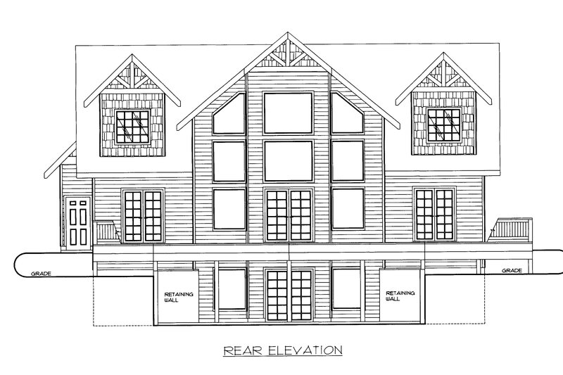 House Blueprint - Exterior - Rear Elevation 2 for Bungalow House Plan #117-546 - 3 bed, 2.5 bath