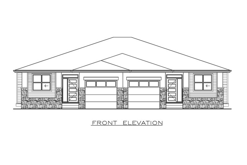 Home Plan - Exterior - Front Elevation 3 for Prairie House Plan #1100-134 - 2 bed, 2 bath