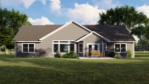 Exterior - Rear Elevation for Craftsman House Plan #1064-37 - 3 bed, 2.5 bath