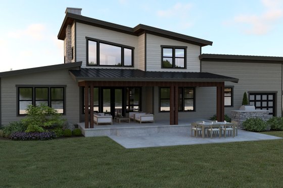 Exterior - Rear Elevation 1 for Contemporary House Plan #1070-44 - 3 bed, 2.5 bath