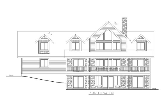 Exterior - Rear Elevation for Craftsman House Plan #117-895 - 3 bed, 2.5 bath