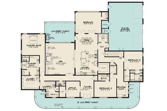Floor Plan - Main Floor for Southern House Plan #923-84 - 3 bed, 3.5 bath