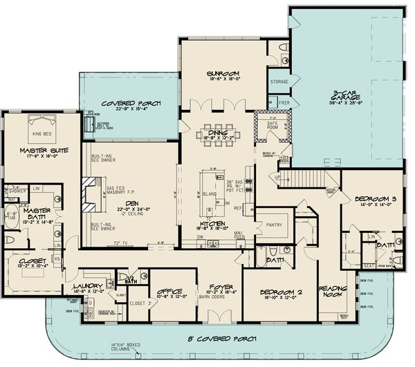 Architectural House Design - Southern Floor Plan - Main Floor Plan #923-84