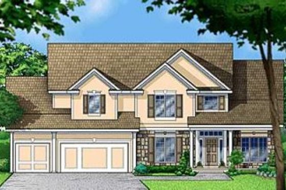 Exterior - Front Elevation for Traditional House Plan #67-175 - 4 bed, 4 bath