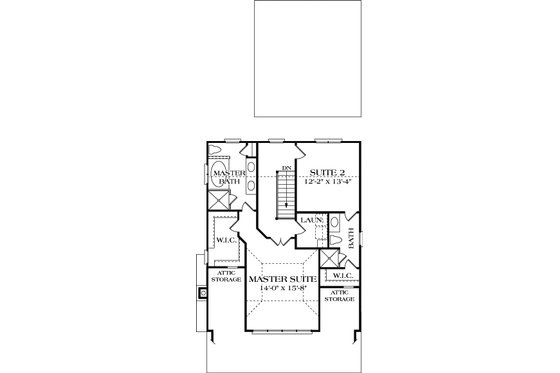 Floor Plan - Upper Floor for Bungalow House Plan #453-4 - 3 bed, 3 bath