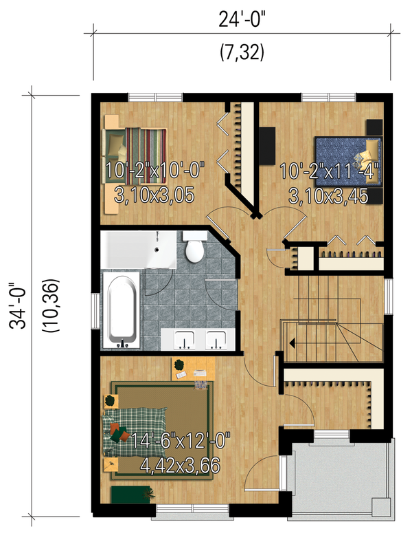 Contemporary Floor Plan - Upper Floor Plan #25-4429