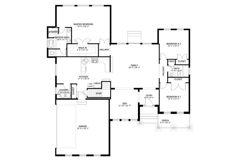 House Blueprint - Floor Plan - Main Floor for Traditional House Plan #1060-174 - 3 bed, 2 bath