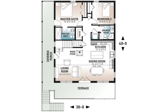 Floor Plan - Main Floor for Cottage House Plan #23-2718 - 4 bed, 3 bath