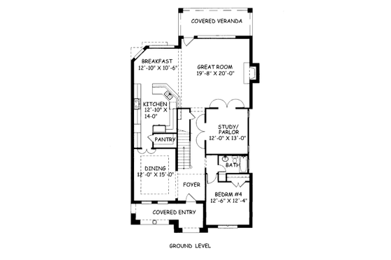 Floor Plan - Main Floor for European House Plan #141-371 - 4 bed, 4 bath