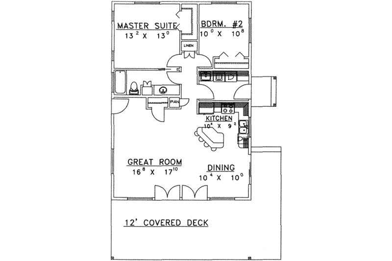 Architectural House Design - Floor Plan - Main Floor for Modern House Plan #117-244 - 2 bed, 1 bath