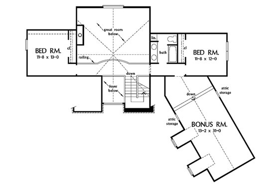 Floor Plan - Upper Floor for European House Plan #929-41 - 4 bed, 3.5 bath