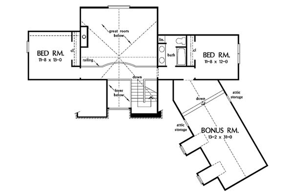 European Floor Plan - Upper Floor Plan #929-41