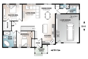 Floor Plan - Main Floor for Ranch House Plan #23-2652 - 2 bed, 1 bath
