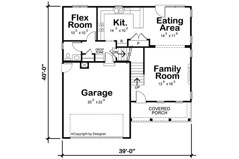 House Design - Floor Plan - Main Floor for Farmhouse House Plan #20-2545 - 4 bed, 2.5 bath