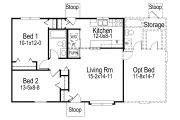 Farmhouse Style House Plan - 2 Beds 1 Baths 768 Sq/Ft Plan #57-410 