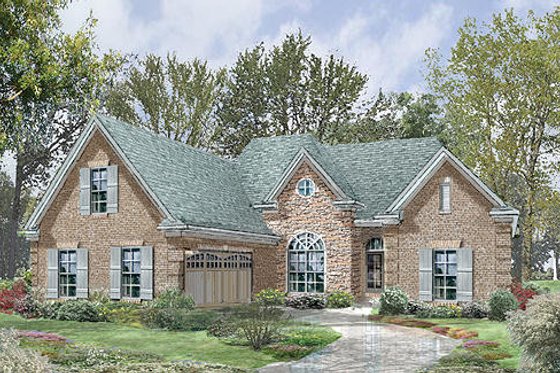 Exterior - Front Elevation for European House Plan #424-78 - 4 bed, 3.5 bath