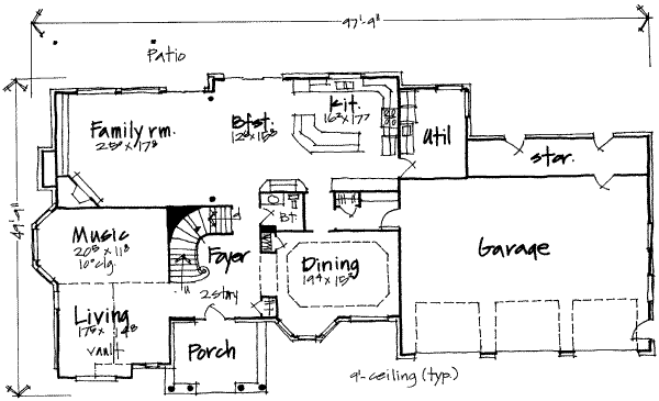 Traditional Floor Plan - Main Floor Plan #308-163