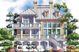 Exterior - Rear Elevation for Mediterranean House Plan #930-75 - 3 bed, 3 bath