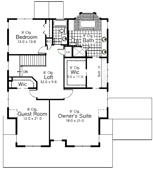 Bungalow Floor Plan - Upper Floor Plan #51-366