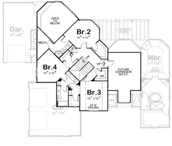 House Design - European Floor Plan - Upper Floor Plan #20-1706