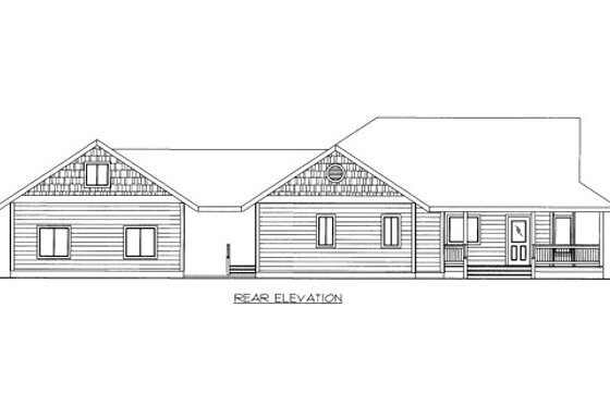 Exterior - Rear Elevation for Country House Plan #117-776 - 2 bed, 2 bath