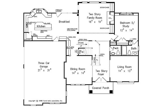 Floor Plan - Main Floor for European House Plan #927-24 - 5 bed, 4.5 bath