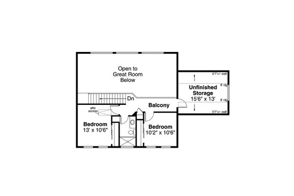 House Blueprint - Traditional Floor Plan - Upper Floor Plan #124-1312
