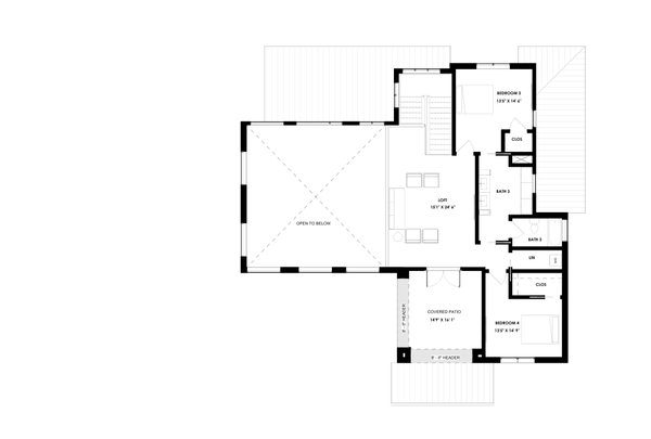 Dream House Plan - Floor Plan - Upper Floor for Modern House Plan #1129-32 - 4 bed, 3.5 bath